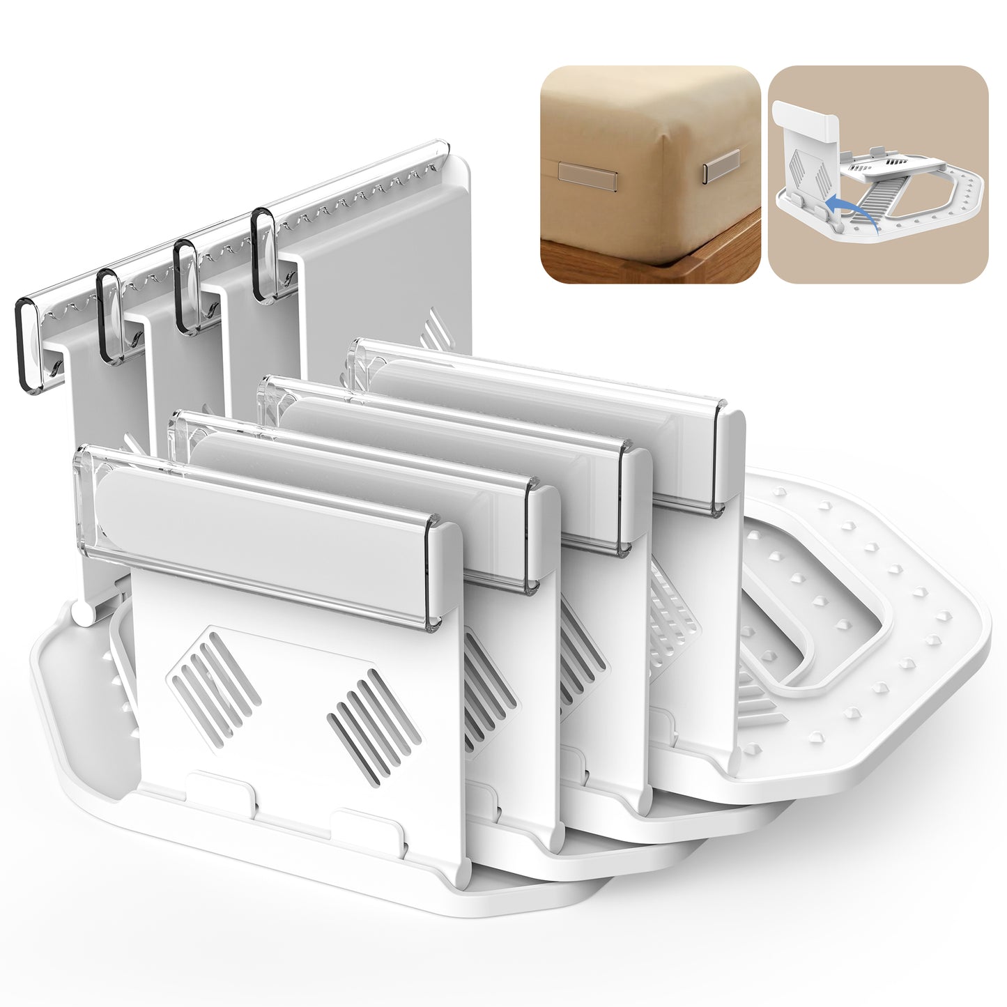 Bed Sheet Holders for Corners, 4PCS Fitted Sheet Holder Straps, Keep Sheets Firm & Tight, Heavy Duty Non-Slip Sheet Clips, Easy Install Lock Design, Fit All Mattress Sizes, No More Loose Sheets