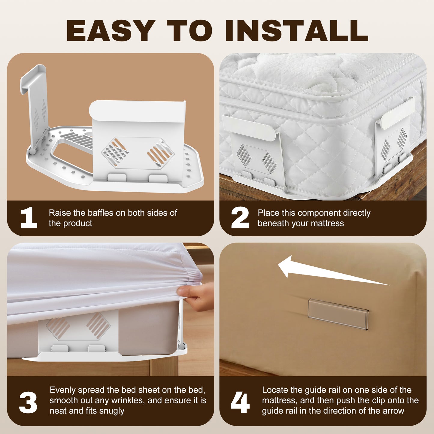 Bed Sheet Holders for Corners, 4PCS Fitted Sheet Holder Straps, Keep Sheets Firm & Tight, Heavy Duty Non-Slip Sheet Clips, Easy Install Lock Design, Fit All Mattress Sizes, No More Loose Sheets