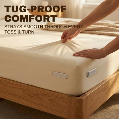 Bed Sheet Holders for Corners, 4PCS Fitted Sheet Holder Straps, Keep Sheets Firm & Tight, Heavy Duty Non-Slip Sheet Clips, Easy Install Lock Design, Fit All Mattress Sizes, No More Loose Sheets