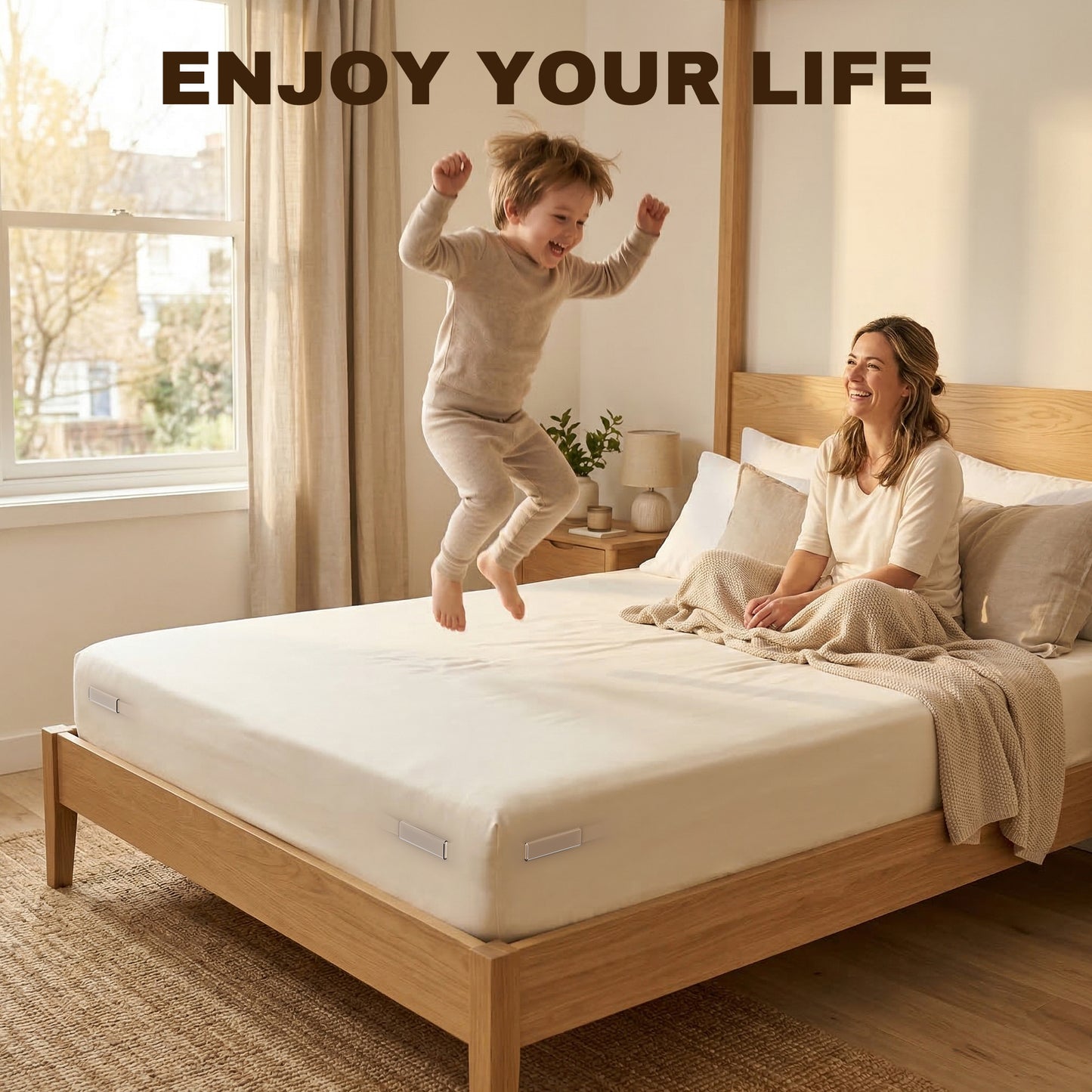 Bed Sheet Holders for Corners, 4PCS Fitted Sheet Holder Straps, Keep Sheets Firm & Tight, Heavy Duty Non-Slip Sheet Clips, Easy Install Lock Design, Fit All Mattress Sizes, No More Loose Sheets
